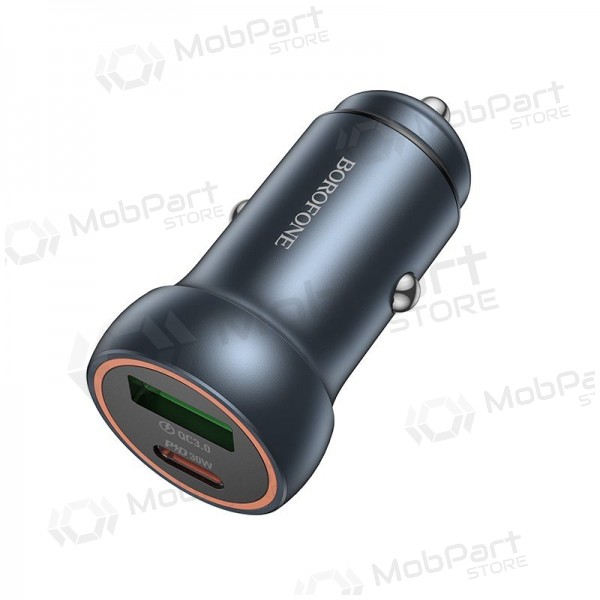 Autolader Borofone BZ32A USB-C/USB-A 30W grijs