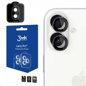 Apple iPhone 17 gehard camerabeschermingsglas "3MK Lens Pro" (zwart)