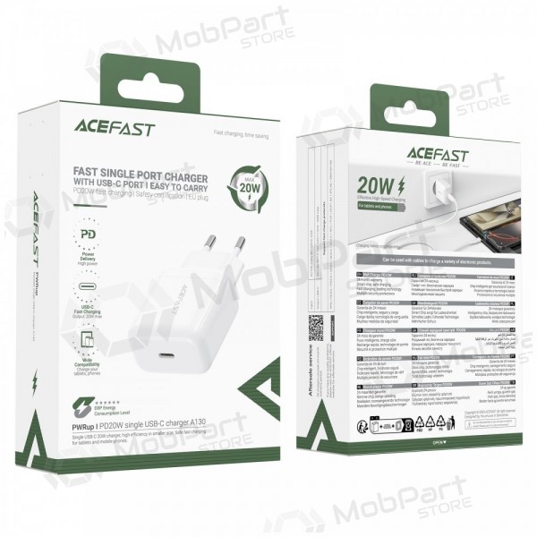 Lader Acefast A130 20W USB-C wit