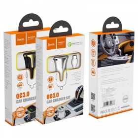 Autolader HOCO Z31 USB + Lightning QuickCharge (3.0A) (zwart)