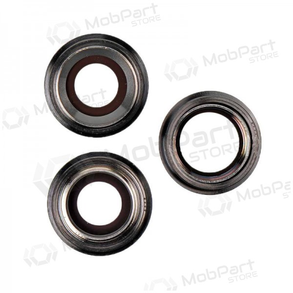 Apple iPhone 11 Pro / 11 Pro Max cameraglas (3 stuks) (zwart) (met frame)