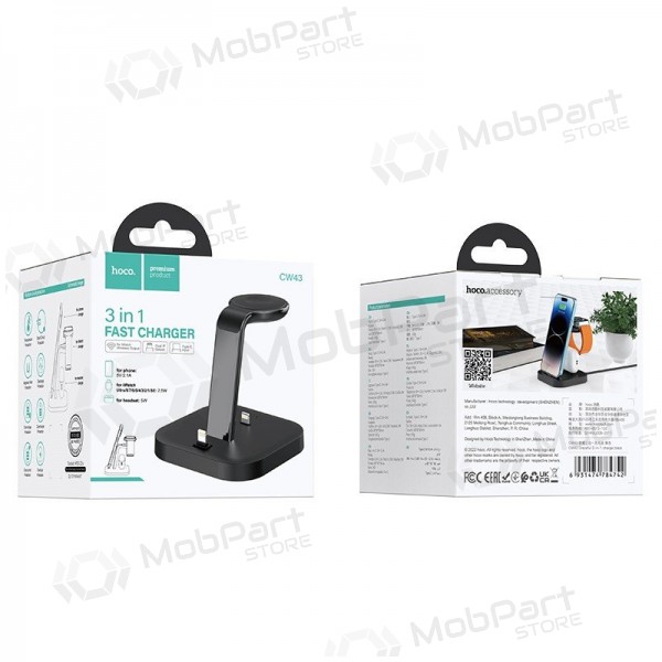 Lader draadloze Hoco CW43 Graceful 3-in-1 zwart