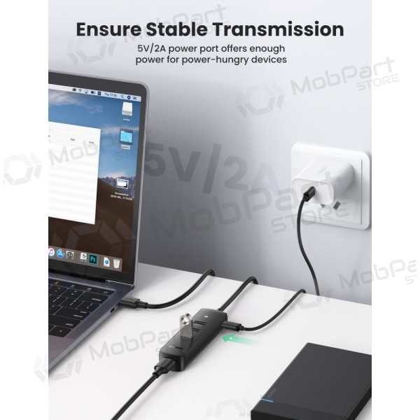 USB šakotuvas Ugreen CM416 USB-A 3.0 to 4xUSB-A 3.0 (10915) zwart