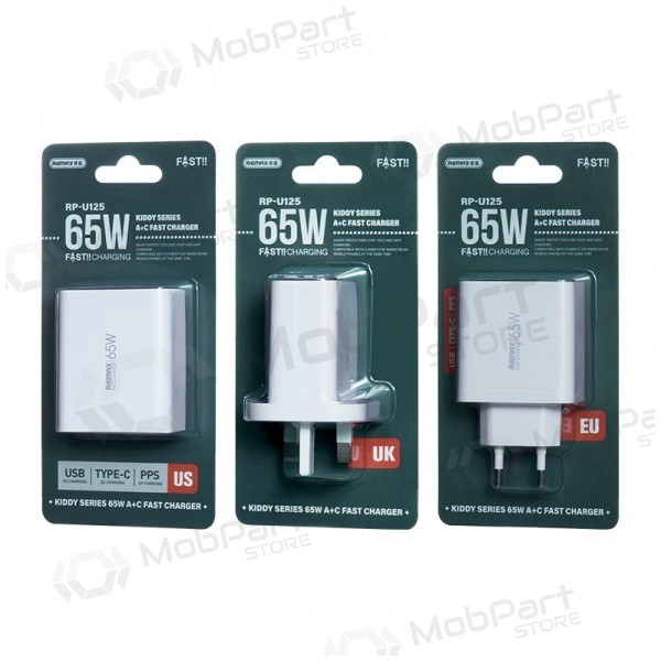Lader Remax RP-U125 65W GaN USB-C/USB-A wit