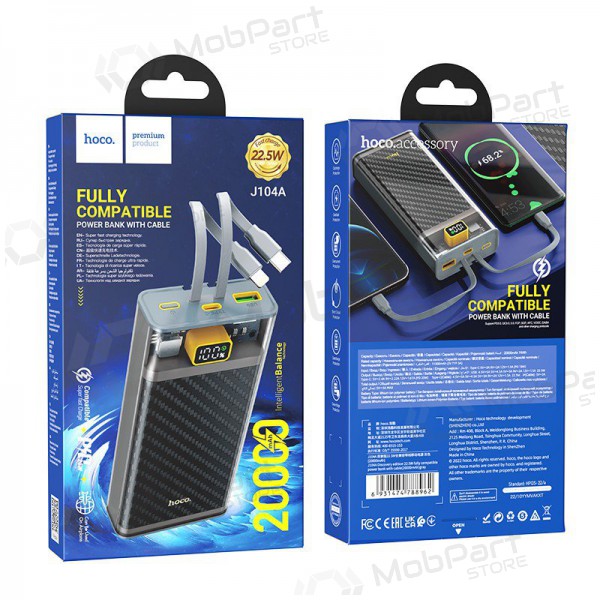 Externe batterij Power Bank Hoco J104A Discovery Edition 22.5W 20000mAh grijs