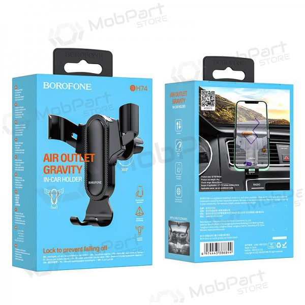 Universele autotelefoonhouder - Borofone BH74 mounted on ventilation grilles, zwart